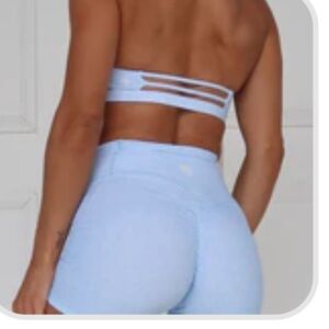 Rare collective speckled blue size medium halter sports bra and shorts set